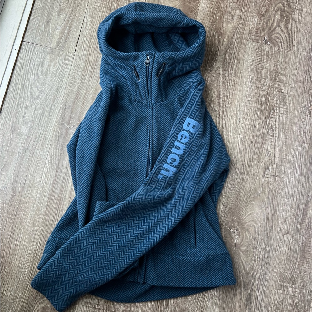 Bench blue harringbone wool look fleece jacket